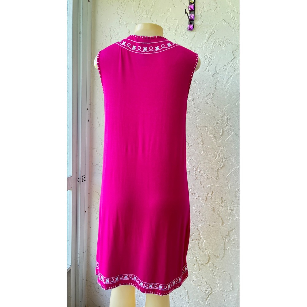 Grace Elements Fuchsia‎ Pink Embroidered Shift Dress Medium Sleeveless Boho - Picture 3 of 6